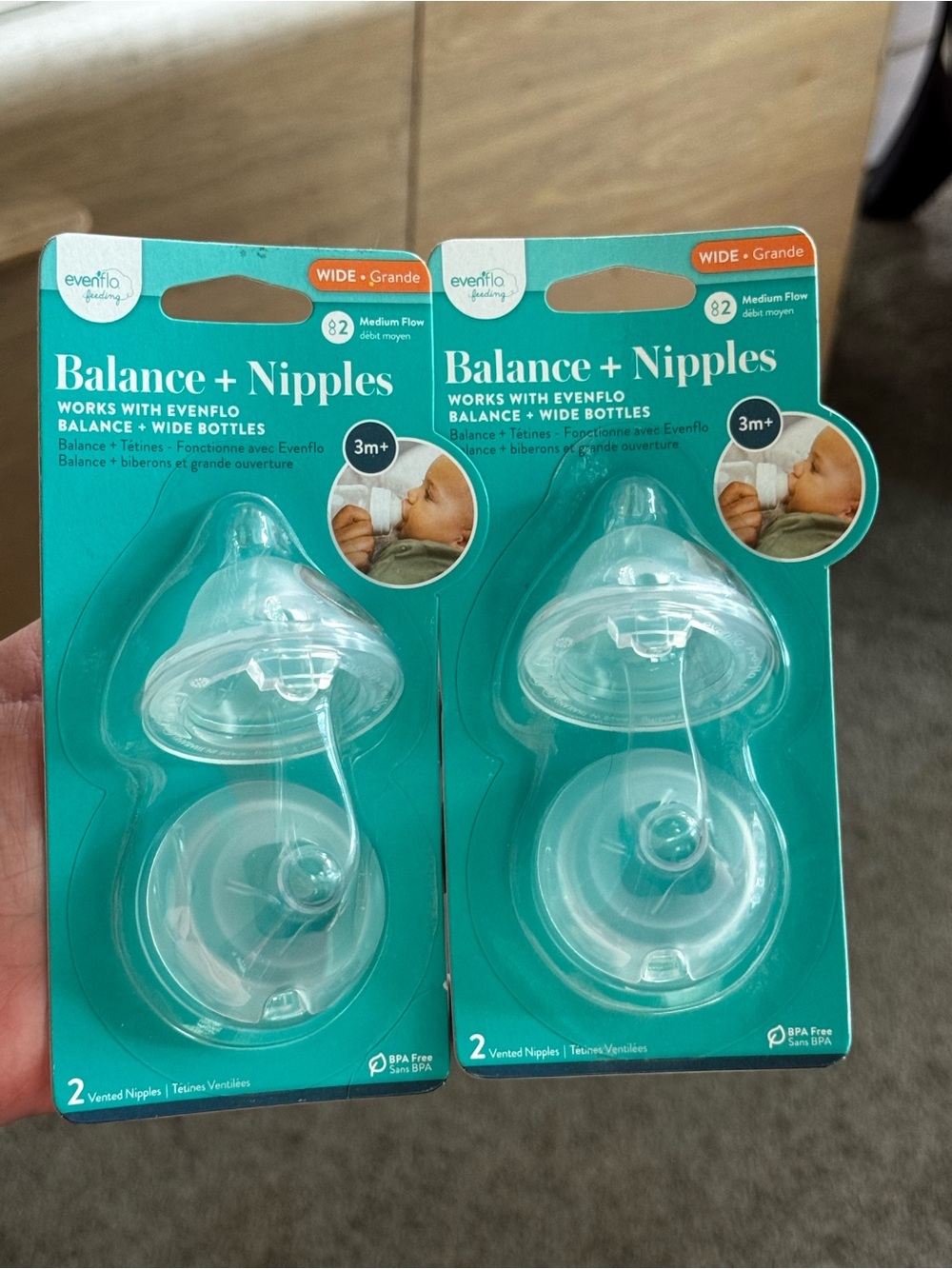 Evenflo Balance+ Wide Bottle Replacement Nipples — Clear (2-Pack)